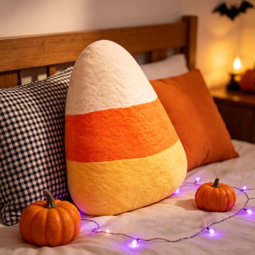 Halloween Candy Corn Throw Pillow - Cute Seasonal Plush Cushion for Couch Bed