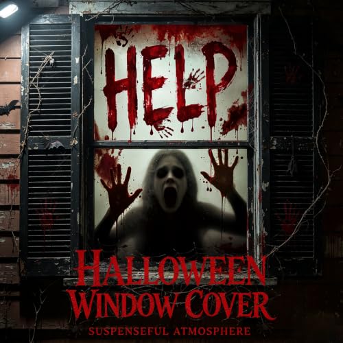 Halloween Window Cover Bloody Haunted House Decor 47.2x31.5 Inch - Red - 2PCS