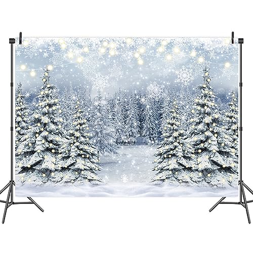 Winter Forest Photography Backdrop 5x3FT Snowy Pine Scene Christmas Scene