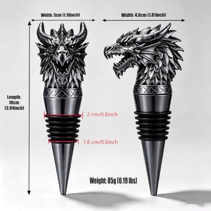 Dragon Wine Stopper with Silver Finish and Gift Bag - Fantasy Collectible