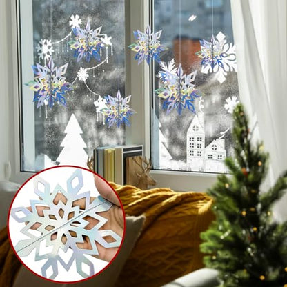 Colorful Iridescent Paper Snowflake Christmas Decorations Set - 36PCS