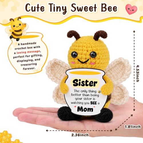 Sister Pregnancy Gift Crochet Bee - New Mom Keepsake for Sister, Baby Shower Present