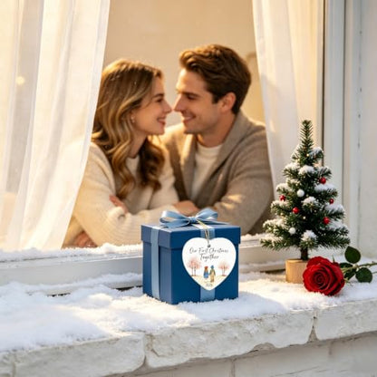First Christmas Together Heart Ceramic Ornament - Couple Holiday Keepsake - Variation: Together