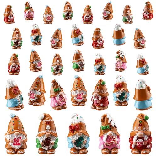 80 Pcs Christmas Gingerbread Man Mini Resin Gnomes - Gingerbread Man Variation