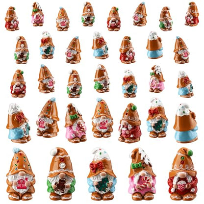 80 Pcs Christmas Gingerbread Man Mini Resin Gnomes - Gingerbread Man Variation