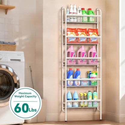 Behind The Door Storage Shelf Narrow 5-Tier White Round Variation