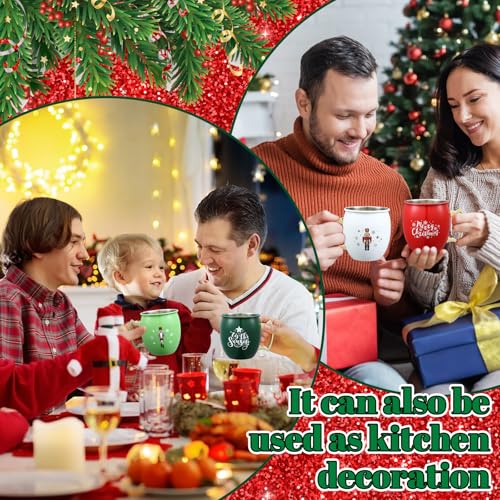 Nutcracker Christmas Mug Set - 4 Pcs 16 oz Moscow Mule Drinkware, Red White Green