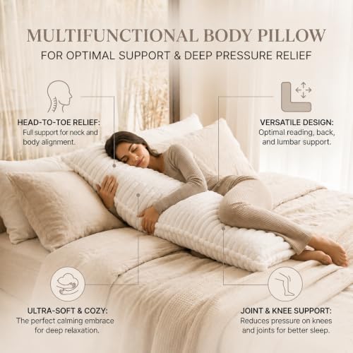 Full Body Pregnancy & Support Pillow with Removable Faux Fur Cover - 20x54 Inch