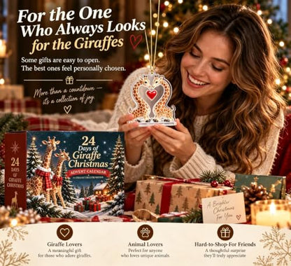 Giraffe Christmas Countdown Decor - 24 Unique Holiday Characters, Festive Table Ornaments