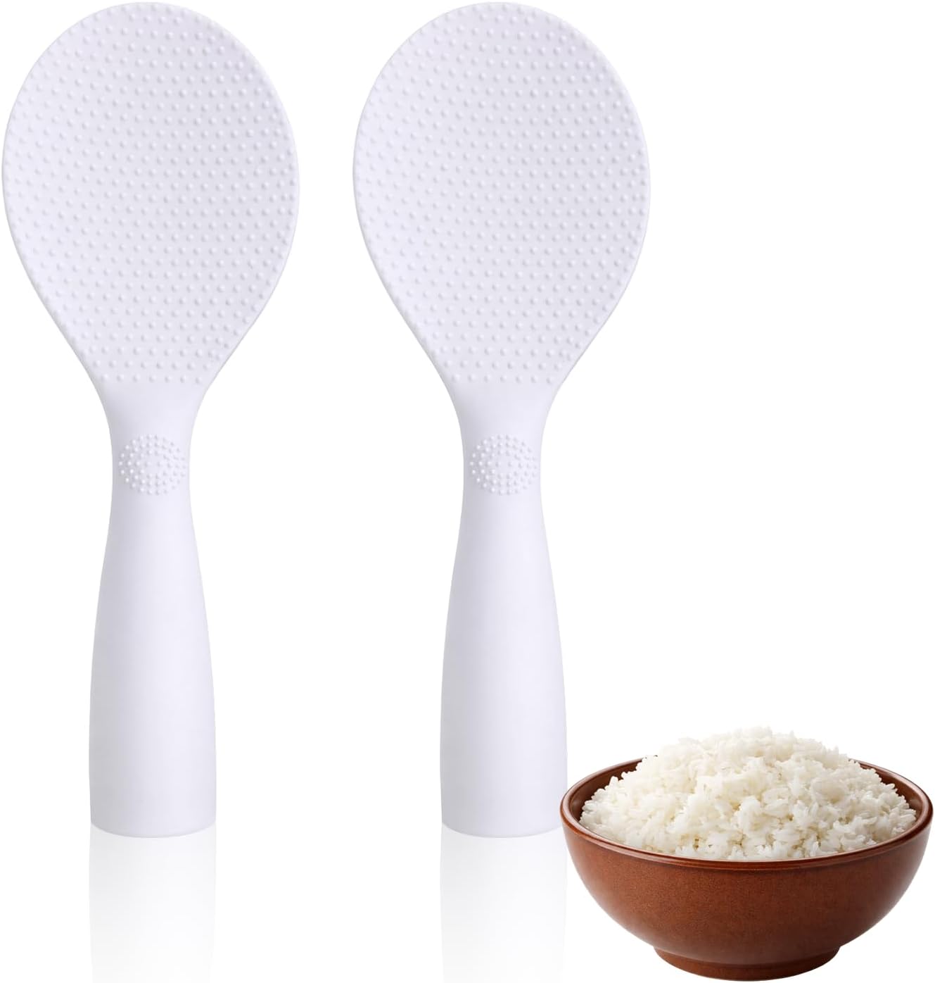 Skiennix Standing Rice Paddle - 2 Pack Non-Stick Rice Scooper | Heat Resistant Spatula (White)