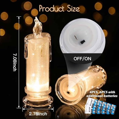 White LED Flameless Candles 4-Pack Battery Operated Halloween Decor