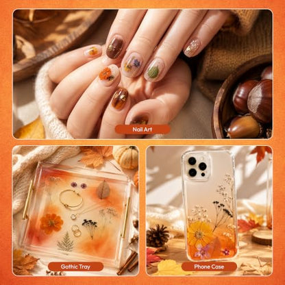 Halloween Dried Flowers for Crafts - Preserved Pressed Flowers Set, 100pcs