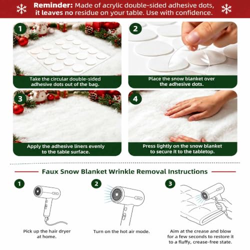 Christmas Snow Blanket 2 Pack - Large 96 x 31.5 Inch Artificial Snow for Holiday Decor