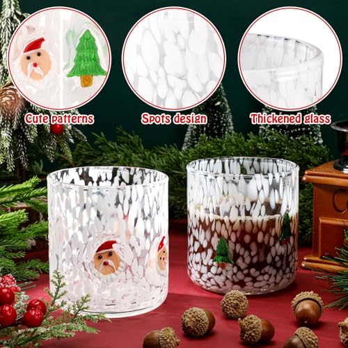 Mimorou Christmas Icon Glasses Set - 14 Oz Xmas Tree & Snowman, Green & White