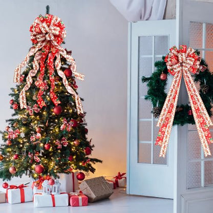 Gingerbread Christmas Tree Topper Bow - 45x12 Inches, Holiday Decor