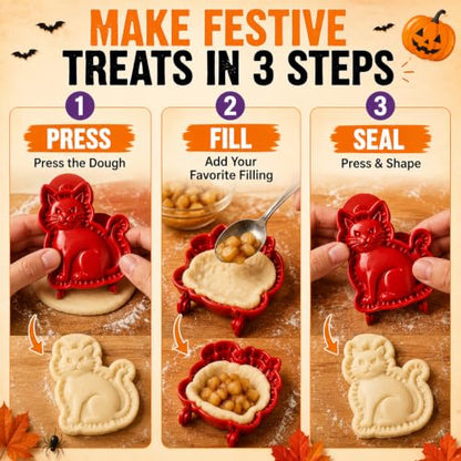 Halloween Mini Hand Pie Molds Set with 8 Fall Shapes - Red-A