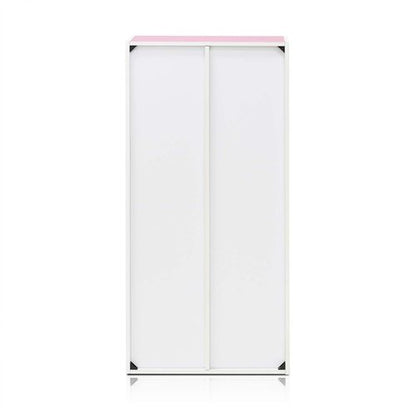 Furinno LUDER Book Shelf, 7-Cube Bookshelf, Bookcase with Open Shelves, 9.4 x 19.5 x 41.7, Easy Assembly, for Living Room, Bedroom, Home Office, White/Pink