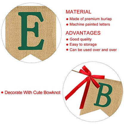 Christmas Burlap Banner Garland - Holiday Party Decorations, Reusable
