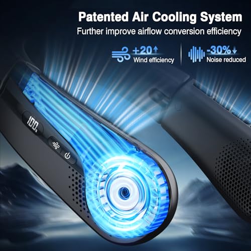 Portable Neck Fan with LED Display 4 Speeds Rechargeable Personal Cooling