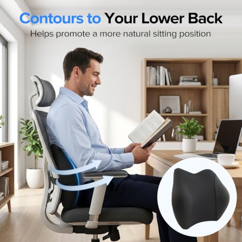 Lumbar Support Pillow for Office Chair - Lower Back Pressure Relief, Black