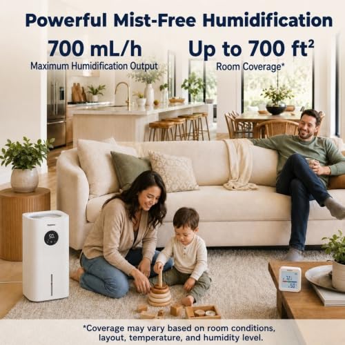 Smart Evaporative Humidifier with Separate Humidity Sensor 6L