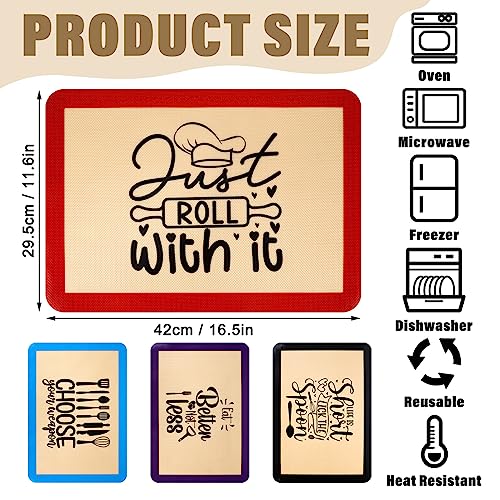 Silicone Baking Mat Set 4 Pieces Non-Stick Oven Liners 16.5 x 11.6 Inches