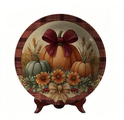 10 Inch Fall Pumpkins Decorative Wall Plate for Thanksgiving & Home Decor