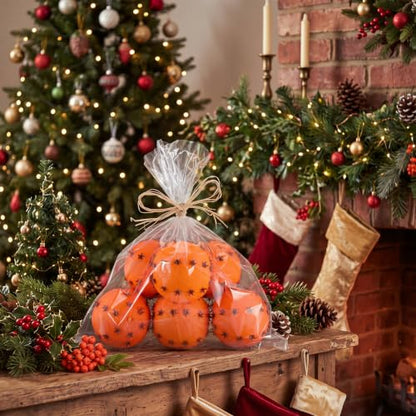 6 Pack Clove Orange Pomander Balls for Holiday Decor, Vase Fillers & Seasonal Table Centerpieces