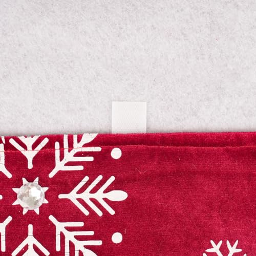Christmas Tree Skirt 48 Inch Velvet with Faux Fur Snowflakes Holiday Decor