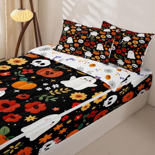 Feelyou Ghost Twin Zipper Comforter Bedding Set for Kids - Halloween Decor