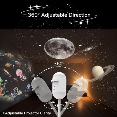 Christmas Night Sky Projector with 10 Films, 360° Adjustable HD Light