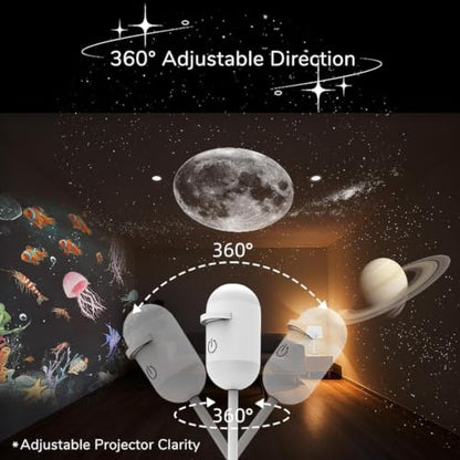 Christmas Night Sky Projector with 10 Films, 360° Adjustable HD Light