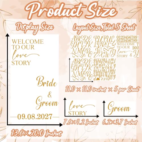 Wedding Welcome Sign Mirror Decals Custom Love Story - Golden Variations