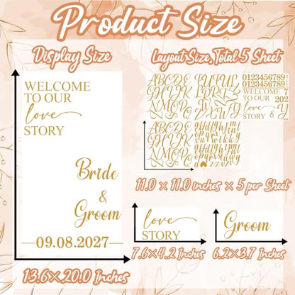 Wedding Welcome Sign Mirror Decals Custom Love Story - Golden Variations