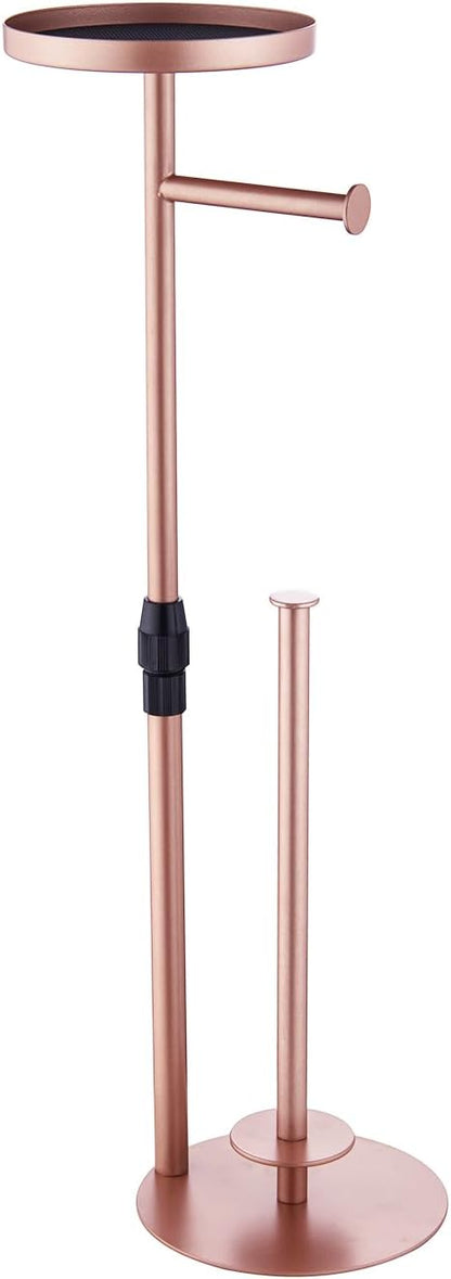 Regine Switzerland Toilet Paper Holder Stand - Adjustable Height, Stores 4 Rolls & Top Shelf, Bright Red Copper
