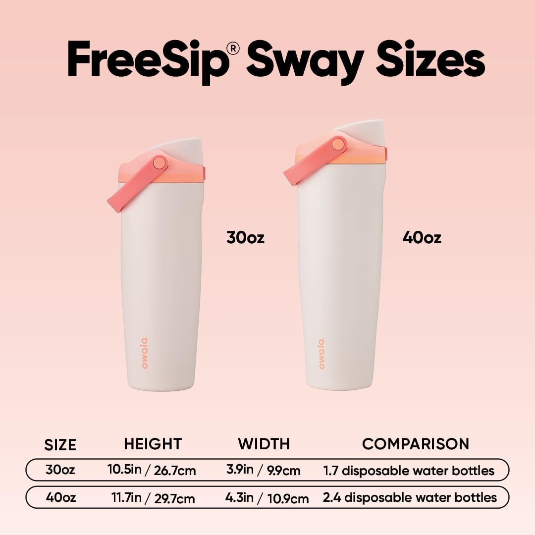 Owala FreeSip Sway - 40 Oz Stainless Steel Water Bottle - Orange/Tan (Sparkling Sherbet)