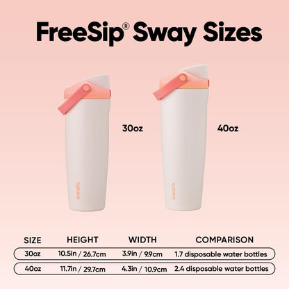 Owala FreeSip Sway - 40 Oz Stainless Steel Water Bottle - Orange/Tan (Sparkling Sherbet)
