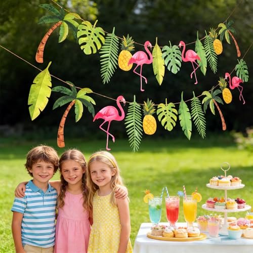 2PCS Tropical Flamingo Garland Banner for Party Decorations - 6.6ft
