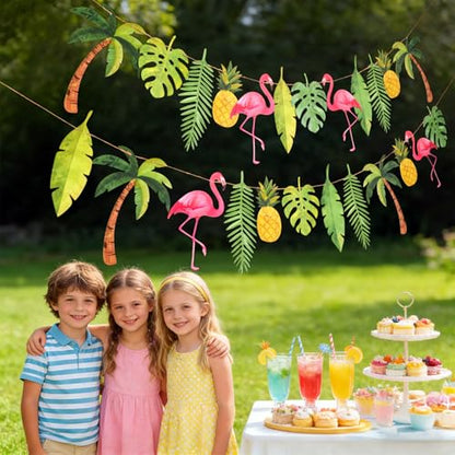 2PCS Tropical Flamingo Garland Banner for Party Decorations - 6.6ft