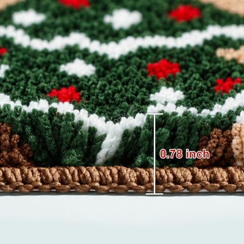 Christmas Bathroom Rug - Cute Gingerbread Bath Mat 16x24 Inches - Red Green Variation