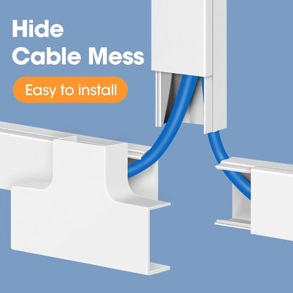 YesBes Cord Hider Kit - 116in Paintable Cable Raceway for Wall-Mounted TVs | White Wire Covers 0.96in x 0.57in