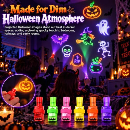Halloween Finger Projector Lights Set 1/24pcs - Mini LED Spooky Designs