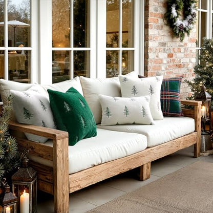 Christmas Faux Fur Pillow Covers 18x18 Inch Set of 2 White Black Holiday Decor