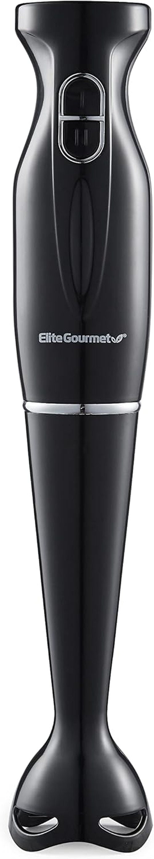 Elite Gourmet Immersion Hand Blender - 300 Watts, 2 Speed with Detachable Blades & Wand - Charcoal Black