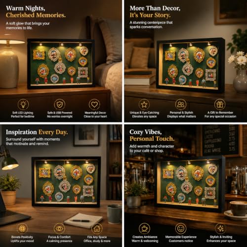Mini Museum Shadow Box Kit with LED Lights - DIY Memory Display - Variation Nblack-l