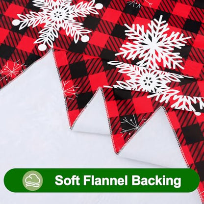 Smiry Black & Red Christmas Rectangle Table Cloth 60"x84" Waterproof Vinyl with Flannel Backing