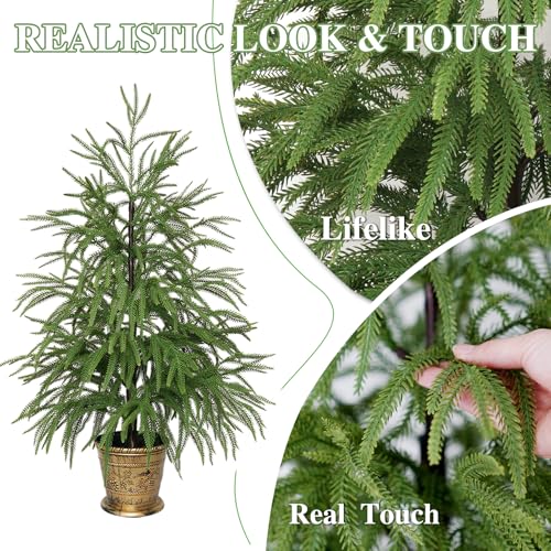 Set of 2 3ft Norfolk Pine Artificial Christmas Trees - Small Potted Holiday Decor