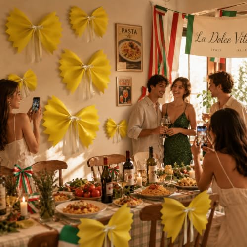 Large 3D Farfalle Pasta Party Decorations - Italian Themed Wall & Table Decor