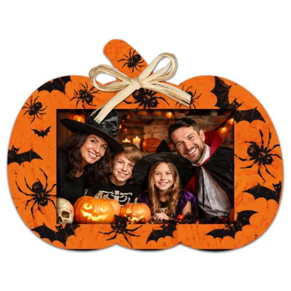 Halloween Pumpkin Photo Frame 4x6 with Stand - Rustic Wooden Fall Decor