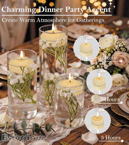 24 Pack Ivory Floating Candles - 2 Inch Unscented Dripless Water Candles
